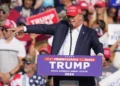 Former President Donald Trump at his rally where an assassination attempt was made on him.